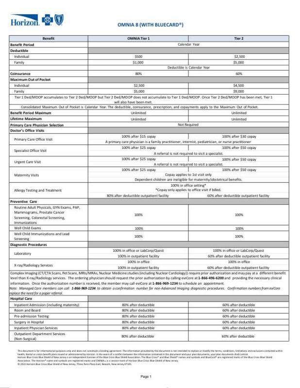 OMNIA 8 with BlueCard Benefits Summary (51-99)