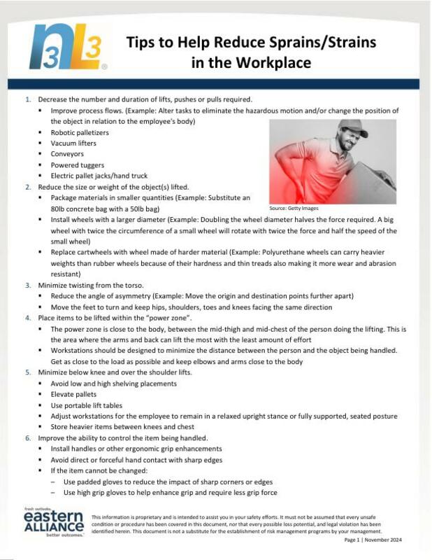 Guide - Tips to Help Reduce Sprains, Strains in the Workplace